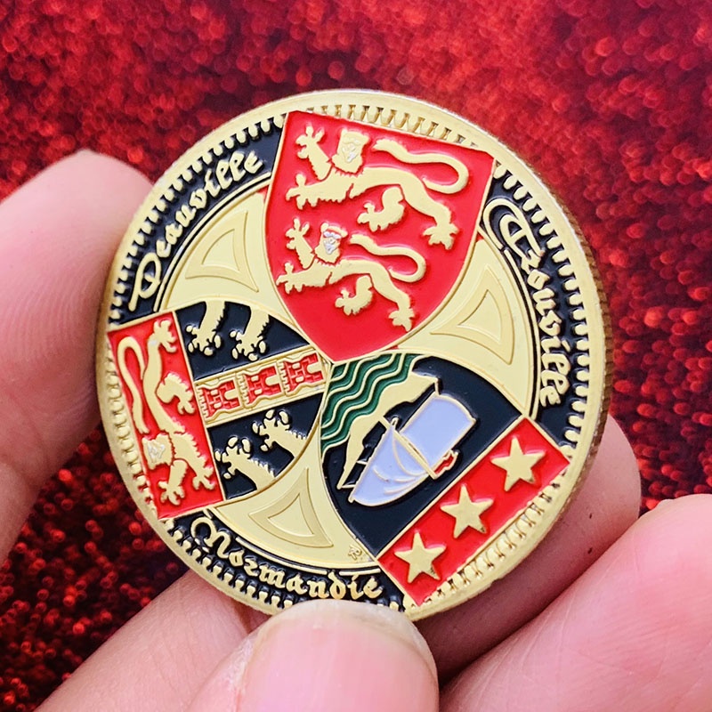 法國雙獅鍍金紀念章 手指把玩古羅盤32mm指南針金幣硬幣紀念幣