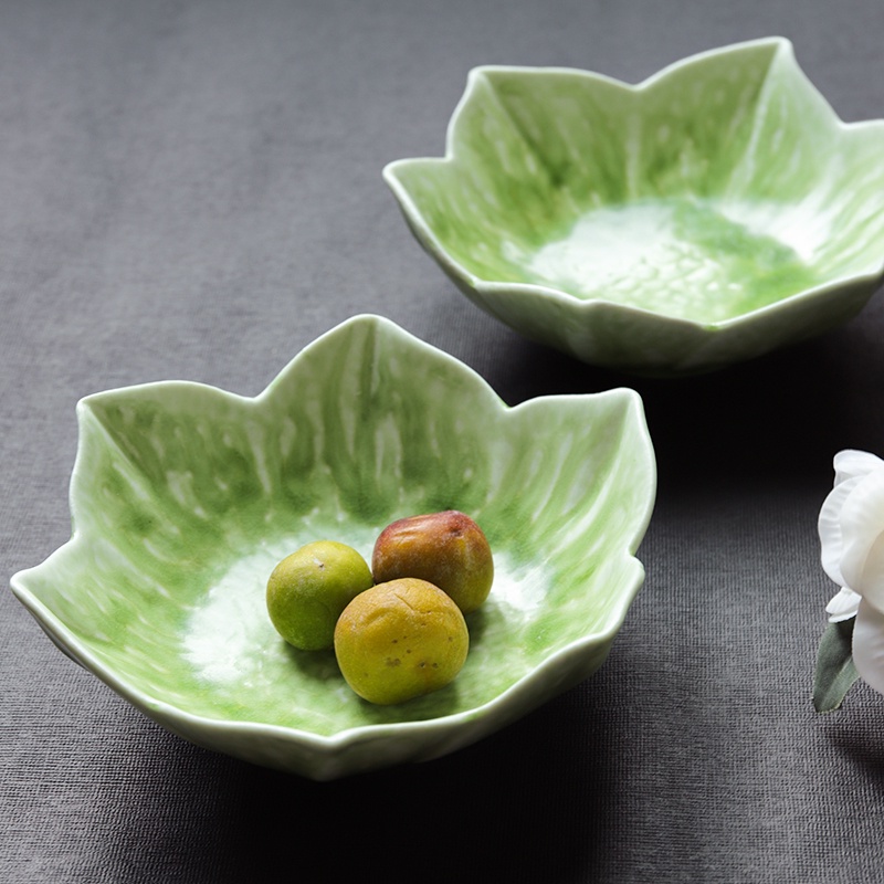 “陶色之家”創意日式餐具出口日本陶瓷沙拉碗復古荷花盤家用小菜盤日料定食碗.K8