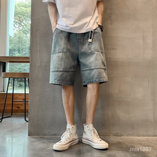 【精品男裝】五分牛仔短褲男士寬鬆直筒青少年夏季薄款中褲潮流休閒運動短褲 C67C