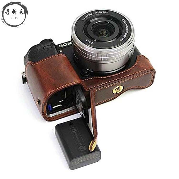相機保護套 保護套 索尼A6400 A6300 A6100 A6000皮套底座 真皮半套 微單相機包 便攜