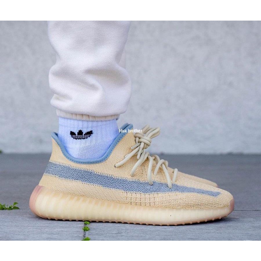 Adidas Yeezy Boost 350 V2 Linen 麻布 奶茶 側邊 反光 休閒運動鞋FY5158男女鞋