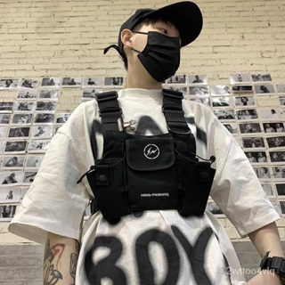 【ChillMan】胸包男新款潮牌嘻哈機能風街舞蹦迪包刺繡多口袋馬甲包工裝戰術包