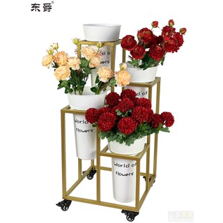 花店展示架花架鮮花展示架移動多層階梯鮮花桶架子貨架花桶擺放架層架 置物架 花架