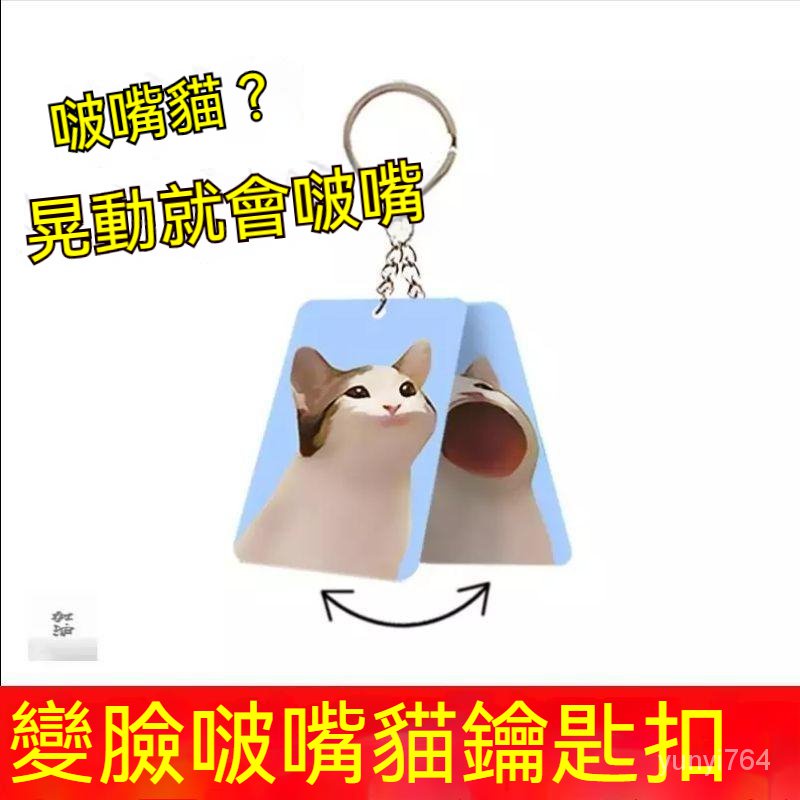 【⚡台灣出貨⚡】啵嘴貓 啵嘴貓掛件 鑰匙扣 3d立體變換 小貓咪動態掛飾 popo貓貓 亞剋力掛飾 貓咪鑰匙圈