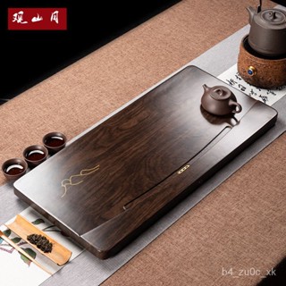 實木茶盤 茶具茶盤 茶託盤 木製茶盤 黑檀木茶盤傢用新款現代簡約茶具排水託盤實木整塊原木辦公室茶臺 泡茶盤 原木茶盤