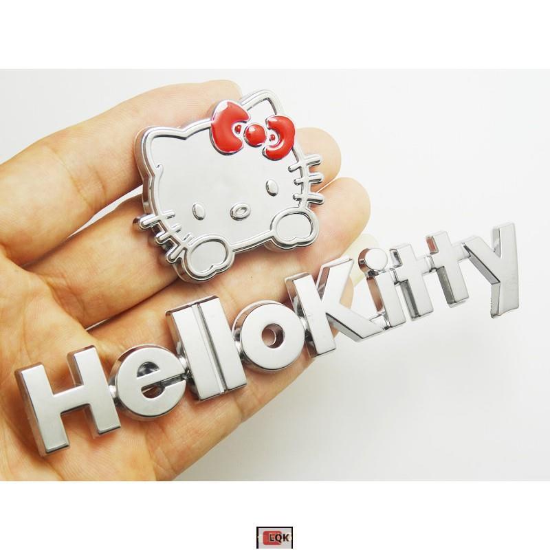 Lqk適用於金屬Hello Kitty 3D立體車貼 可愛裝飾車貼 改裝車貼 KT貓字母貼 汽車標 機車貼 車身標誌