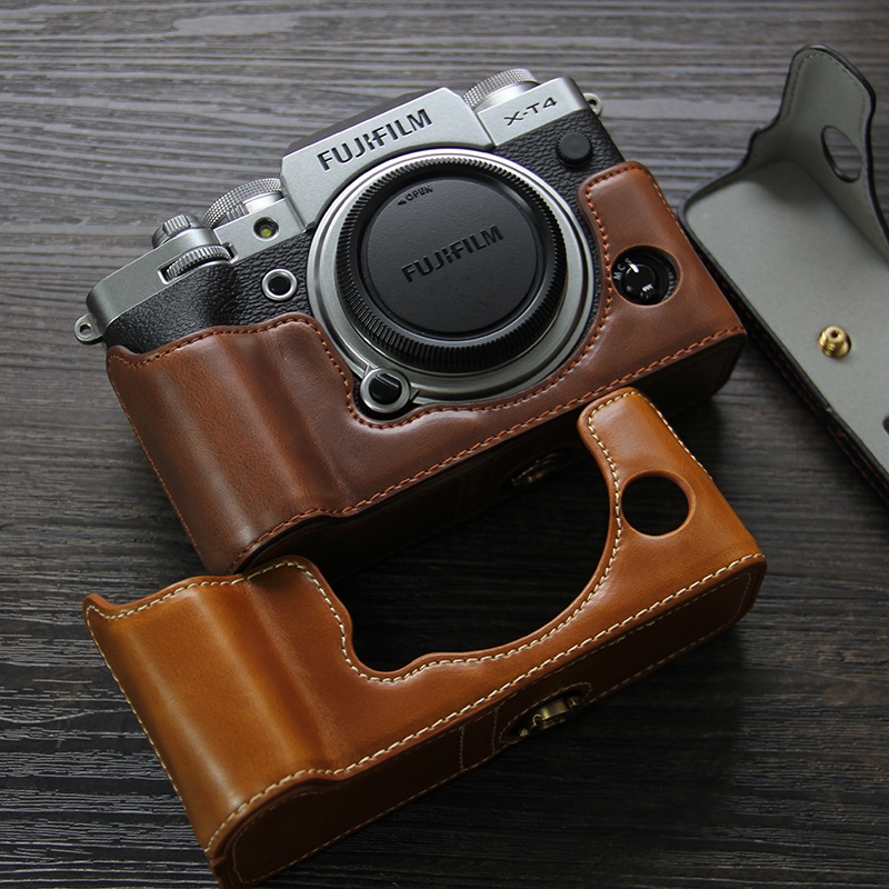 ▽✚◆適用Fujifilm/富士X-T4相機包 xt4半套底座 復古皮套手柄XT5保護