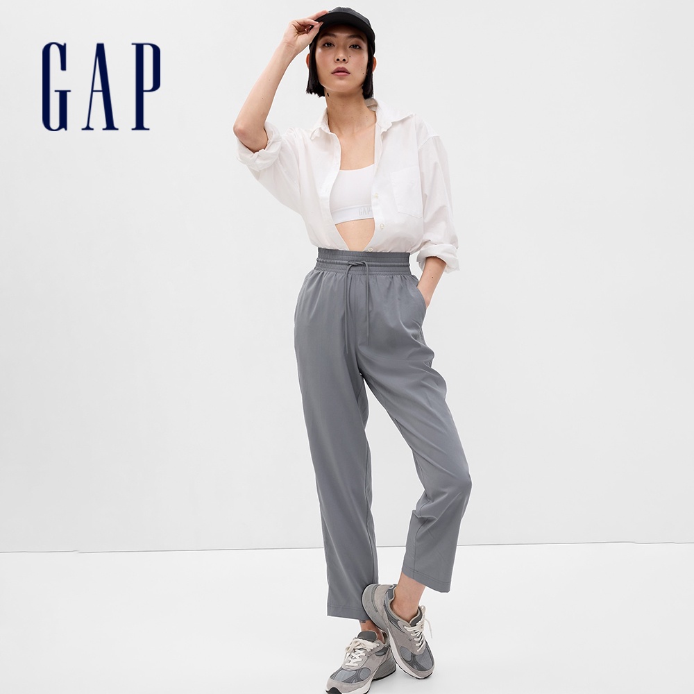 Gap 女裝 彈力透氣修身運動褲 GapFit系列-灰色(866810)