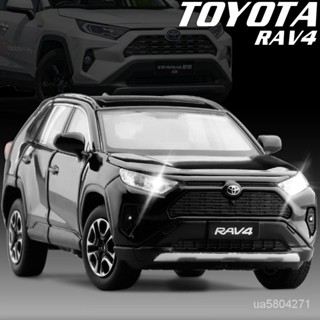 模型車 1:32模型車 豐田RAV4榮放模型車 玩具車 閤金車模 六開聲光轉嚮減震模型車 收藏擺件 節日禮物