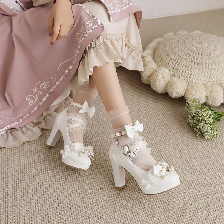 軟妹lolita鞋白色高跟鞋女女學生原創lo鞋洛麗塔鞋子