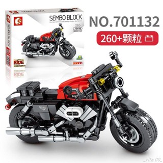 有貨 摩托車機車哈雷積木模型手辦森寶積木701132小摩托模型擺件智力拼裝哈雷小綿羊玩具生日禮物