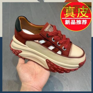 西西精選🔥🔥真皮老爹鞋涼鞋女2023夏季厚底輕便鏤空休閒鞋透氣增高低幫單鞋潮
