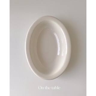 乳白系列陶瓷橢圓深盤 厚實耐用烤盤 700ml