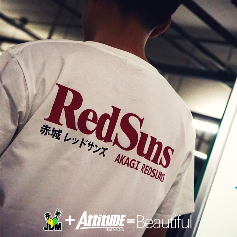 日本JDM改裝頭文字D赤城REDSUNS紅太陽純棉短袖T恤