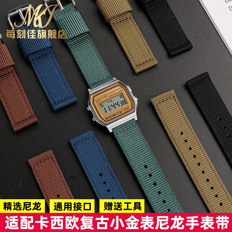 ㊣適配卡西歐a168w/A158W MRW200/F91w/AE1200尼龍帆布手表帶18mm 手表配件 維修零件 表帶