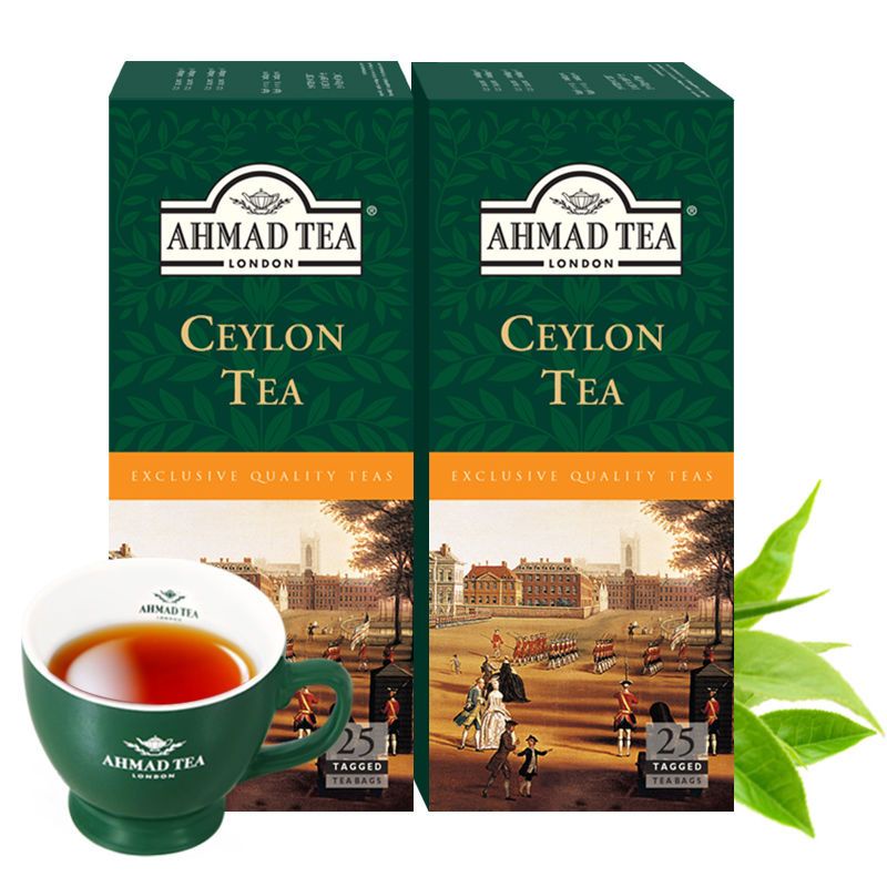 英國AHMAD TEA亞曼進口斯里蘭卡錫蘭紅茶包2g*25包*2盒可制奶茶
