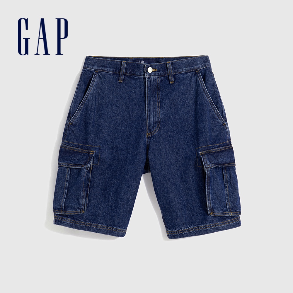 Gap 男裝 工裝牛仔短褲-深藍色(624327)