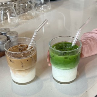 【銘行】【餐吧用具特賣】透明玻璃咖啡杯ins風高顏值水杯子冰美式拿鐵牛奶杯冷飲料杯家用