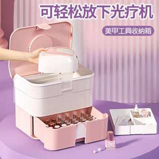 🔥臺灣爆款熱賣🔥美甲飾品指甲油膠工具收納盒收納箱整理箱傢用大容量可放光療機 美甲工具箱 收納盒 收納箱 整理箱