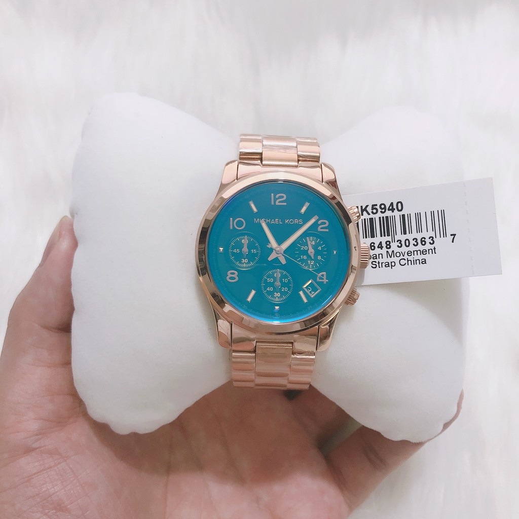 實物Mk5940 Michael kors 手錶/夢幻湛藍玫瑰金變色系時尚脕錶(附購證) MK手錶 MK