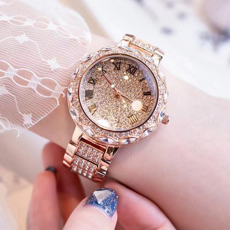 《現貨下單》網紅高檔鑲鑽奢華時尚腕錶女士滿鑽不鏽鋼帶手錶優雅名媛氣質手錶手錶機械手錶女士時尚手錶機械表手錶女生