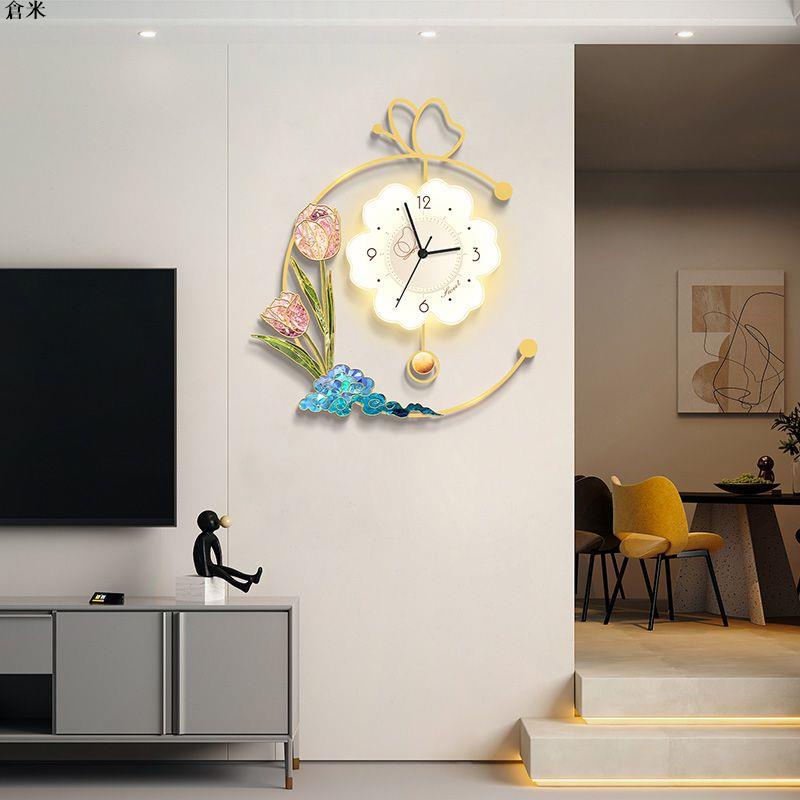 🔥熱銷🔥美世達新款鐘表客廳現代簡約大氣時鐘掛墻輕奢創意家用餐廳掛鐘