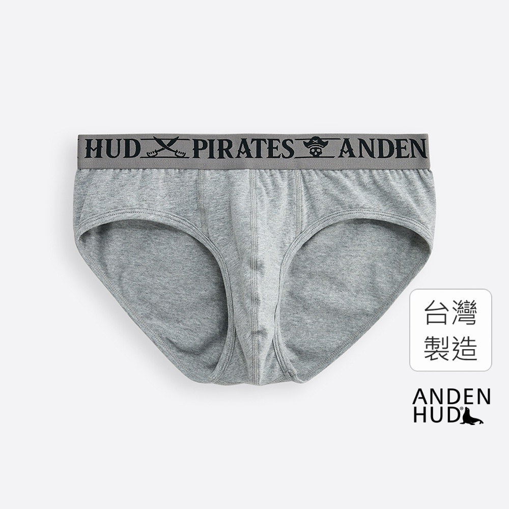 【Anden Hud】男款_神秘海域．腰帶三角內褲(中麻灰-灰黑緊帶) 純棉台灣製