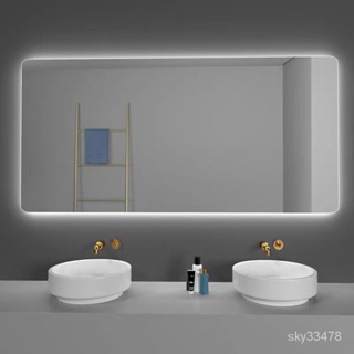【破損補發】都市風格智能浴室鏡 ins發光鏡 觸摸屏LED帶燈 掛墻式傢用衛生間鏡子 防霧洗手厠所壁掛鏡子