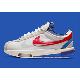 Sacai x Nike Zoom Cortez 白藍紅氣墊透氣運動慢跑鞋DQ0581-100