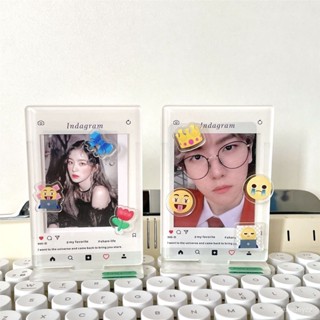 💝【歡歡推薦】ins創意拍立得照片亞剋力相框拍立得3寸照片愛豆小卡展示立牌豆豆【品質優選】🔥