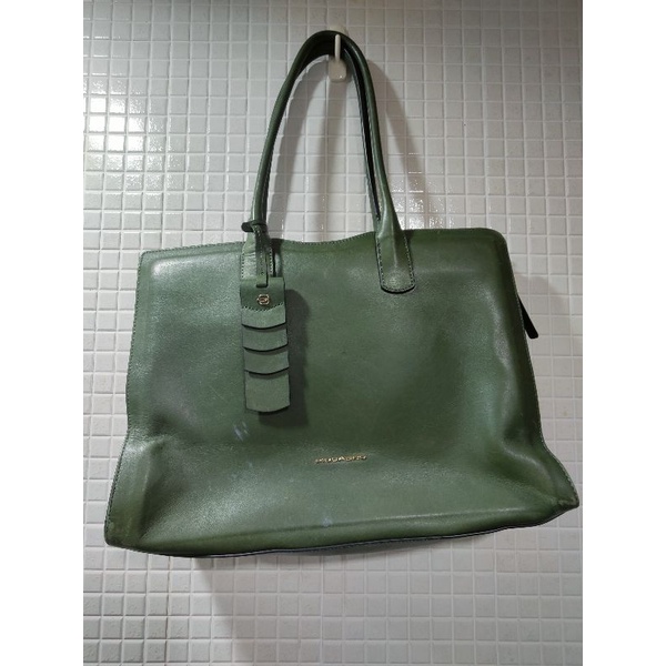 PIQUADRO/義大利/綠色/做舊/真皮包包 /公事包/電腦包/手提包 （包包容量很大）