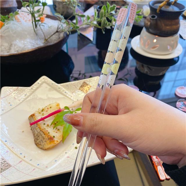 送筷子架!出口日本角落生物筷子水晶筷子透明筷子家用易清洗筷bh