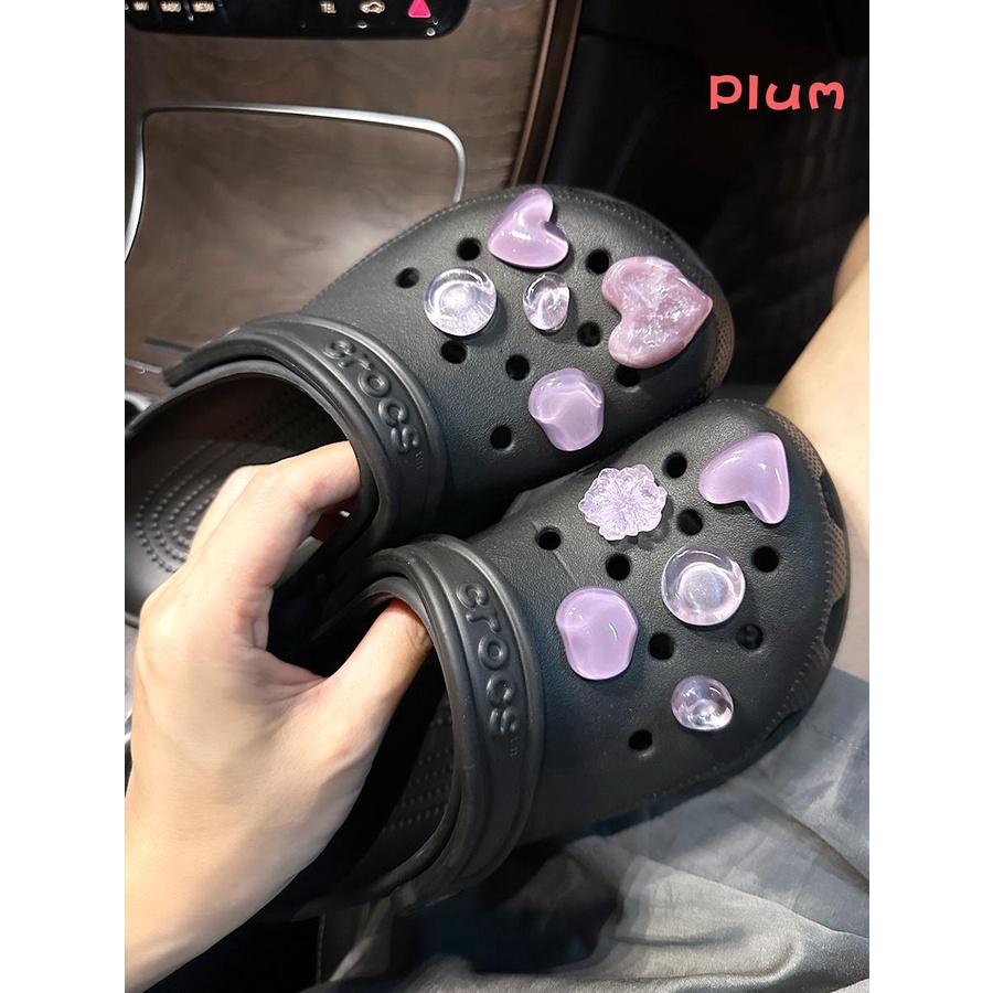 ▬ ✜▧crocs 鞋扣 洞洞鞋扣 洞洞鞋鞋扣 布希鞋 鞋扣 鞋花 紫愛心洞洞鞋配飾crocs鞋花cross卡駱馳裝飾扣