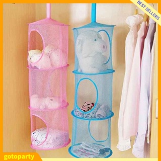 3 Compartments Foldable Hanging Mesh Space Bags Organizer To