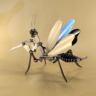 螳螂模型金屬拼圖3d立體模型玩具不鏽鋼拼裝成品仿真昆蟲機械玩具