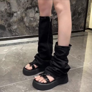 涼鞋👍小眾設計感厚底涼靴女2023夏季新款小個子增高夾趾羅馬鞋復古涼鞋