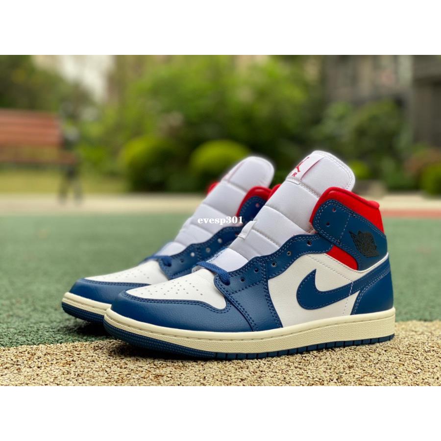 Air Jordan 1 Mid AJ1French Blue 白藍紅 減震 籃球鞋 BQ6472-146