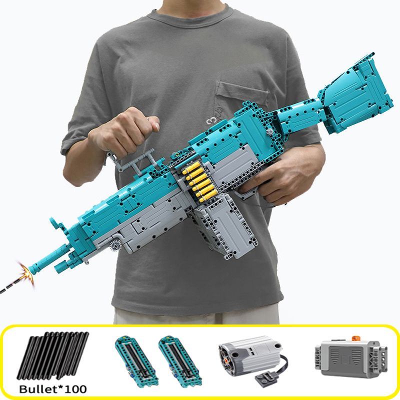 積木 兼容樂高 積木槍 兼容樂高沖鋒槍積木拼裝模型M249大菠蘿電動98k可發射步槍玩具男