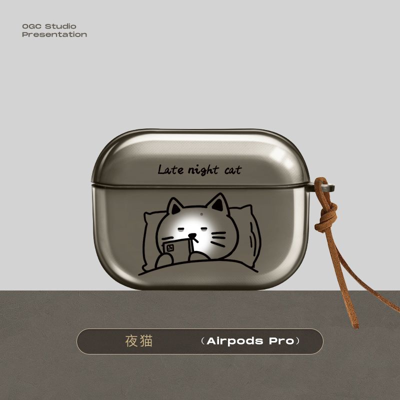A.CE airpods1/2透黑airpodspro藍牙無線耳機保護套airpods3代新款貓咪