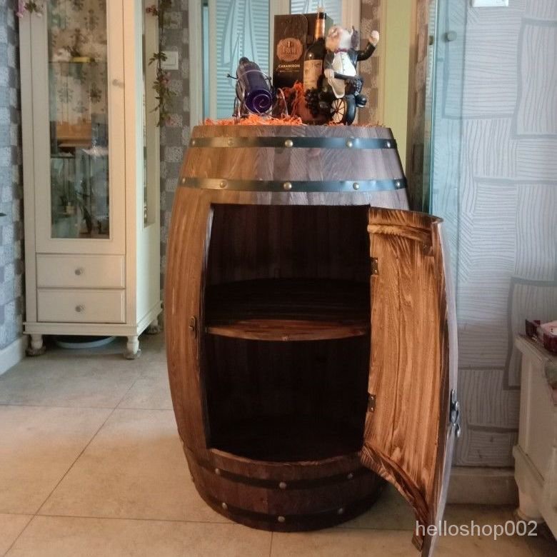 可開發票 網紅酒桶儲物櫃 開門橡木桶酒櫃 裝飾木酒桶紅酒桶酒莊酒吧啤酒桶