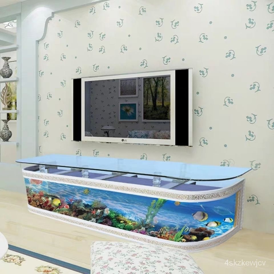 『含稅免運』可定製 歐式電視櫃魚缸時尚簡約客廳傢用中大型水族箱落地靠墻常年免換水 F0LK