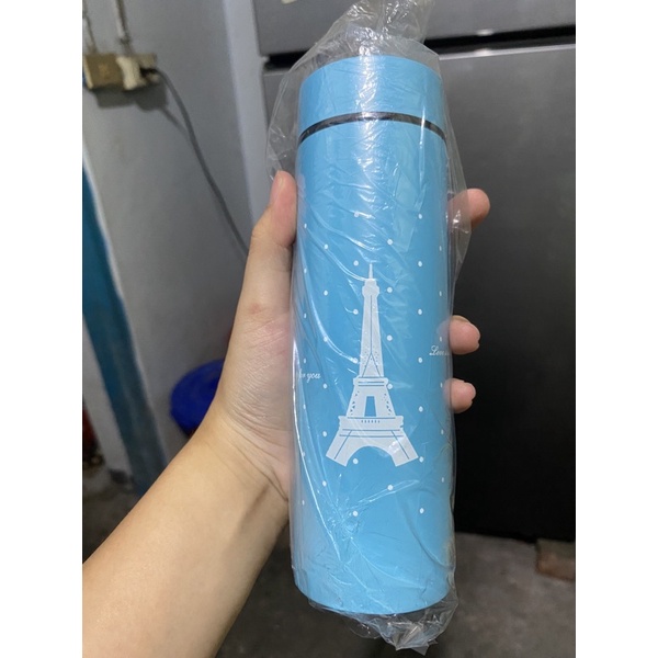 【圓仔二手雜貨鋪】全新保溫瓶 淺藍色 艾菲爾鐵塔