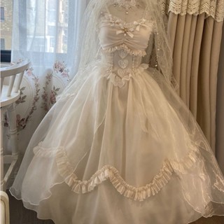 🔥清倉甩賣🔥花嫁lolita裙 蘿莉塔公主裙 大裙擺 JSK吊帶裙 婚紗長裙 蘿莉塔 洋裝公主裙 lolita公主裙