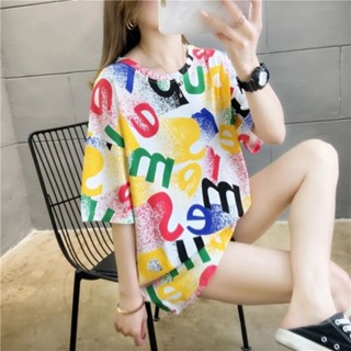 女生短袖t恤 大尺碼上衣女 女生 t恤韓版 中青年短袖 年春秋新款網紅上衣服半袖原宿港風ins超火情侶女裝短袖t恤潮