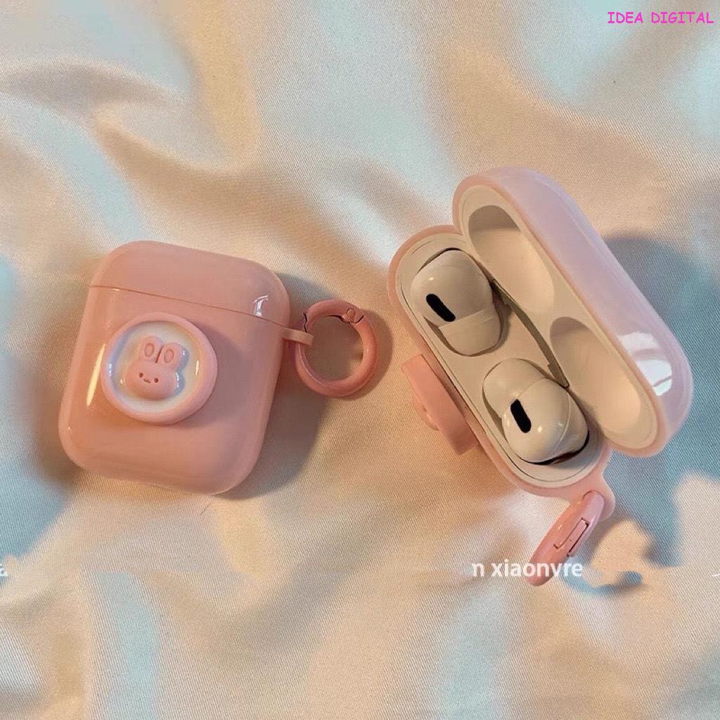 耳機殼保護套.粉殼立體兔子airpods2/3代耳機殼適用蘋果藍牙pro保護套新三代軟