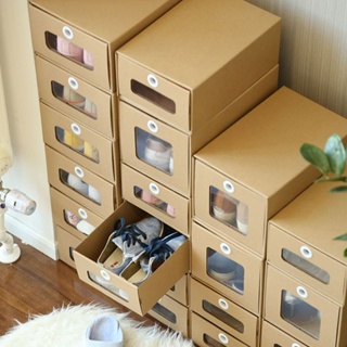 宿舍透明鞋盒紙質鞋子收納20個裝鞋盒子收納盒抽屜式簡易紙盒批發訂金