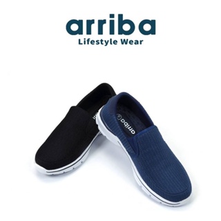 ARRIBA 艾樂跑男鞋 輕量透氣 Q彈緩震 機能乳膠鞋墊 懶人鞋 穆勒鞋 休閒鞋 介護鞋 藍色 黑色FA562
