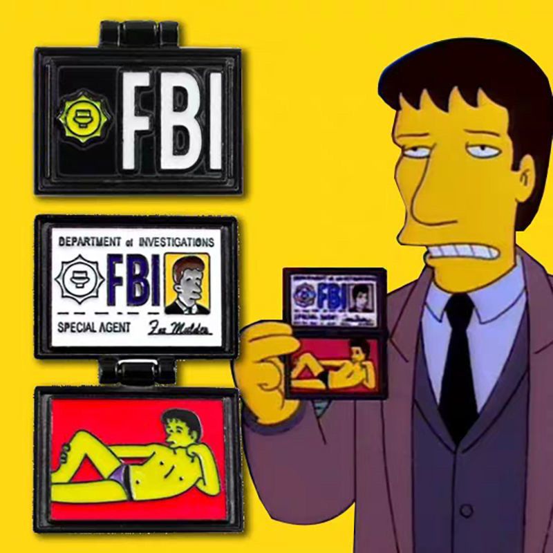 fbi證件牌聯邦調查局胸針 辛普森個性創意翻蓋卡通徽章