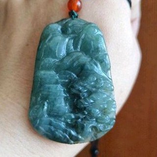 玉貴人…天然冰糯種山水牌滿綠翡翠玉墜項鍊，特價.