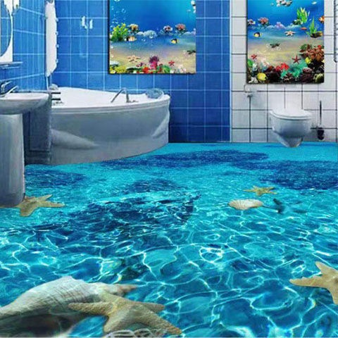 【🔥熱銷🔥】3D立體墻貼衛生間浴室防水自粘客廳走廊臥室海洋海底地板貼 自粘
